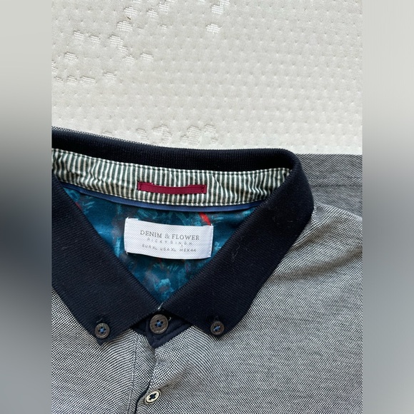 Denim & Flower Blue & Grey color Men’s Polo Shirt Size XL - Picture 3 of 7